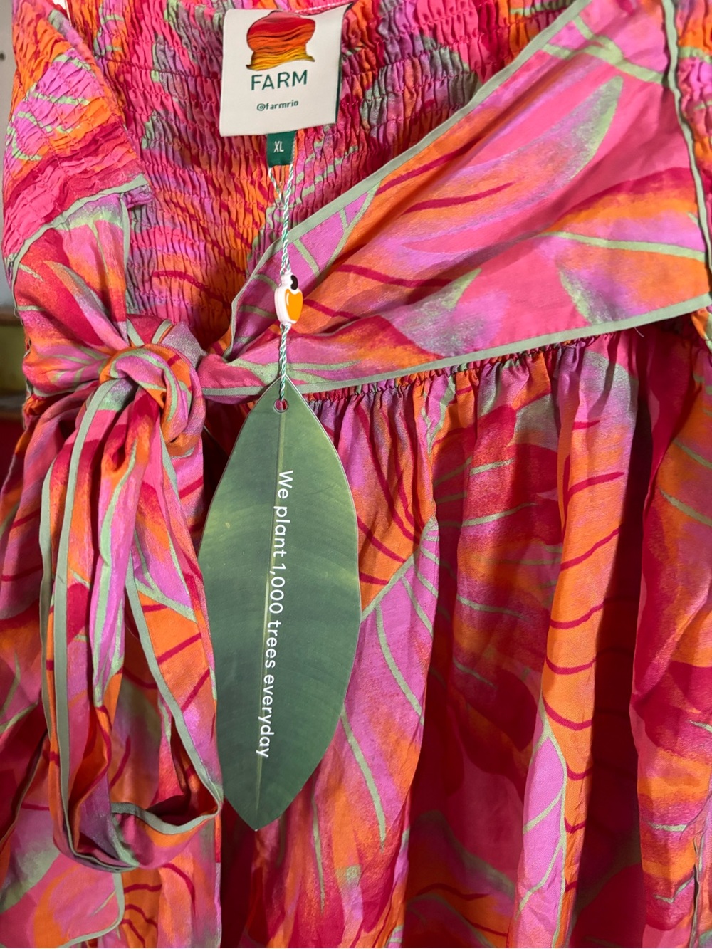 FARM Rio Pink Tropical Leaf Print Tie Waist Harem Pants XL NWT - Picture 4 of 8